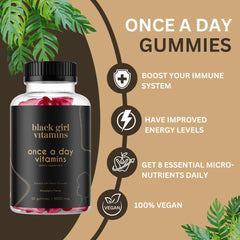 Vitamin and mineral icons highlighting immune support in Black Girl Vitamins