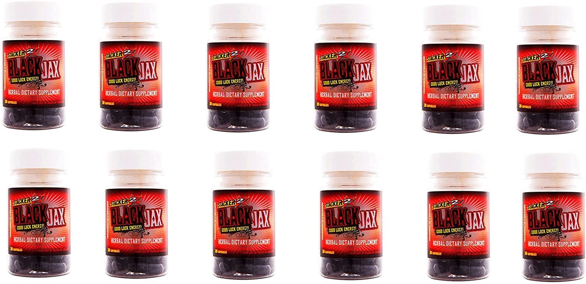 Black Jax Stacker 2 Case with 12 Bottles 20-Count Extreme Energy Pills