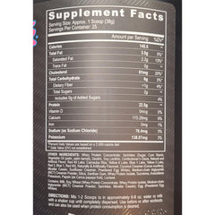 Close-up of protein powder scoop for Birthday Cake flavor