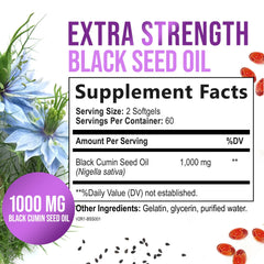 Close-up of a single 1000mg black seed oil softgel