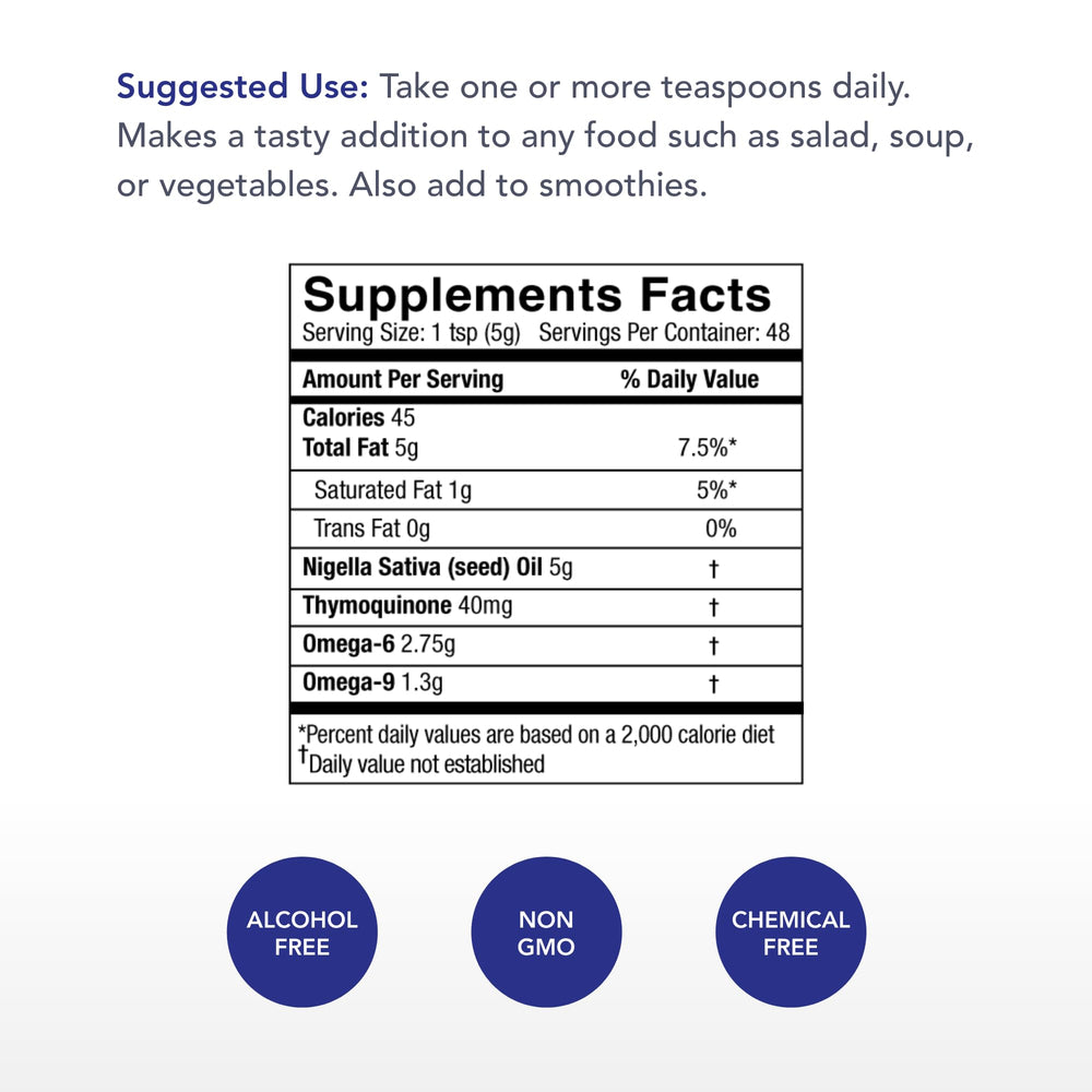 Black seed oil ingredients including sterols and omega fatty acids