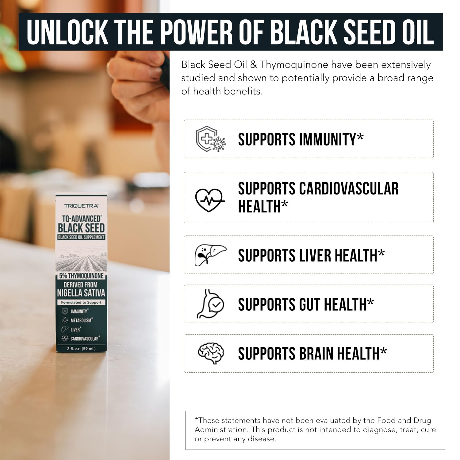 GMP manufacturing and third-party testing icons on label