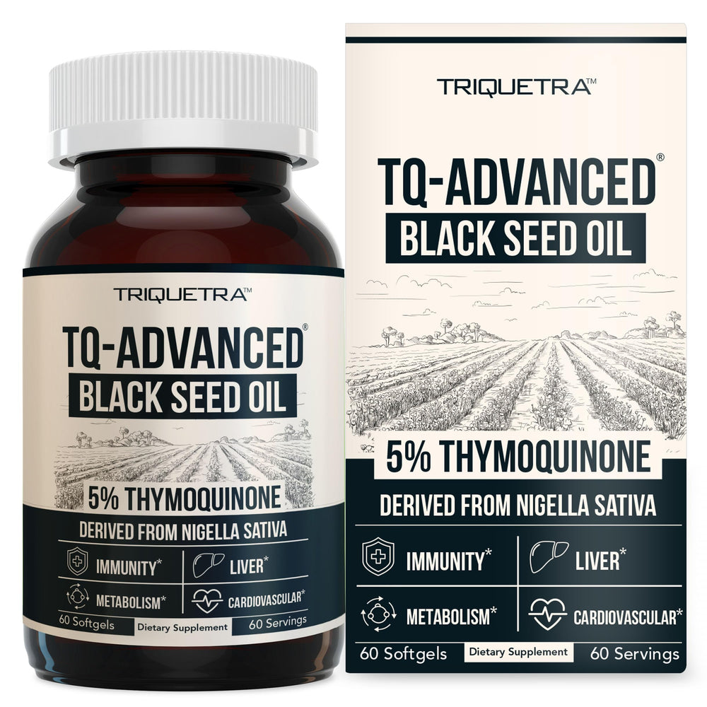 Front view of TQ-Advanced Black Seed Oil Softgels bottle