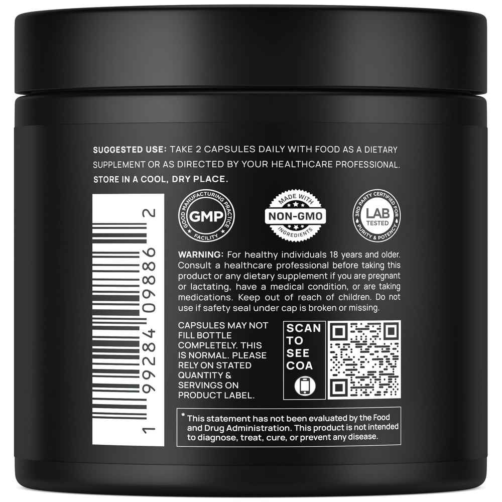 Packaging highlighting 60% fulvic acid and 100x concentrate for men