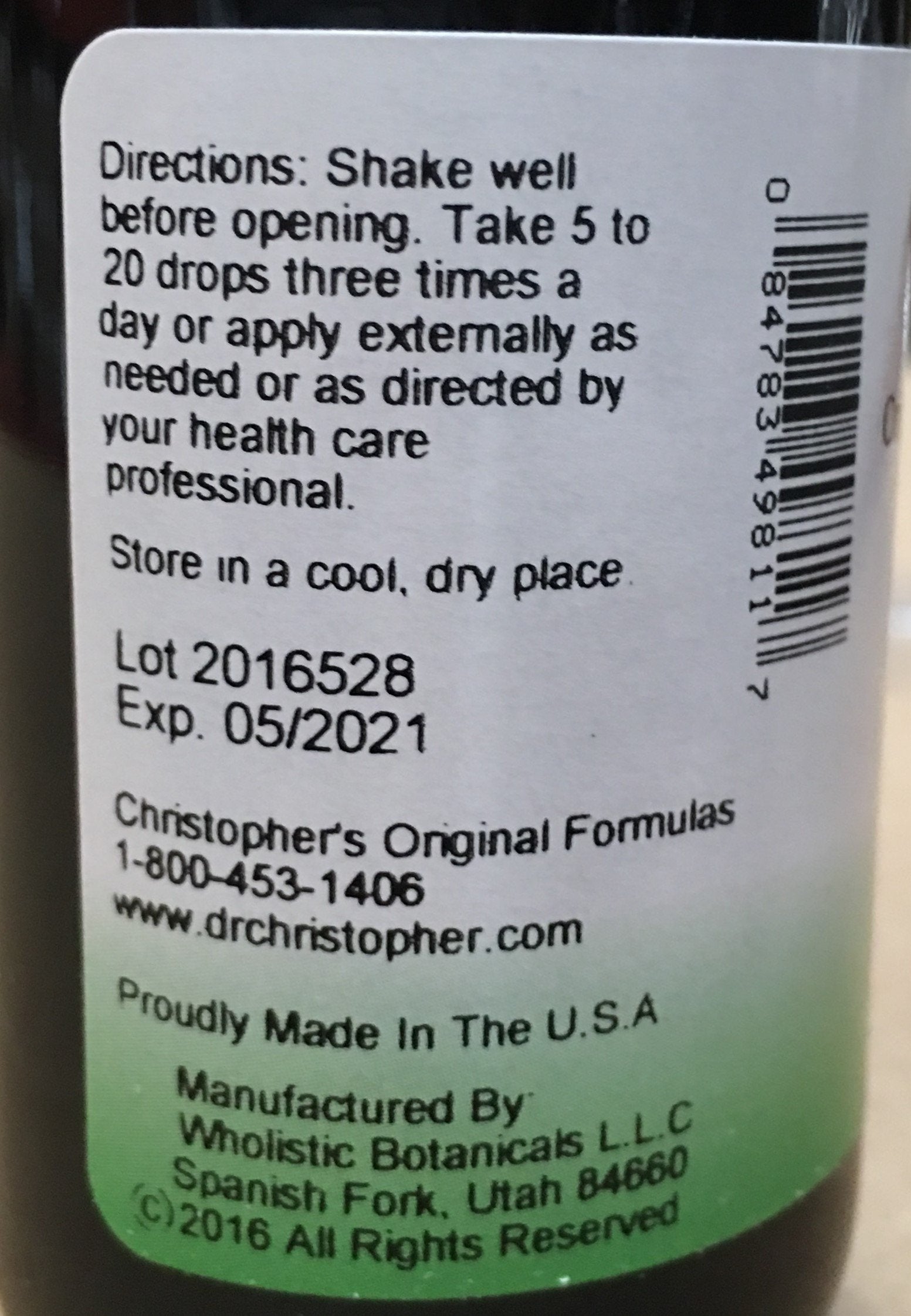 Label for Christopher's Original Formulas Black Walnut Extract