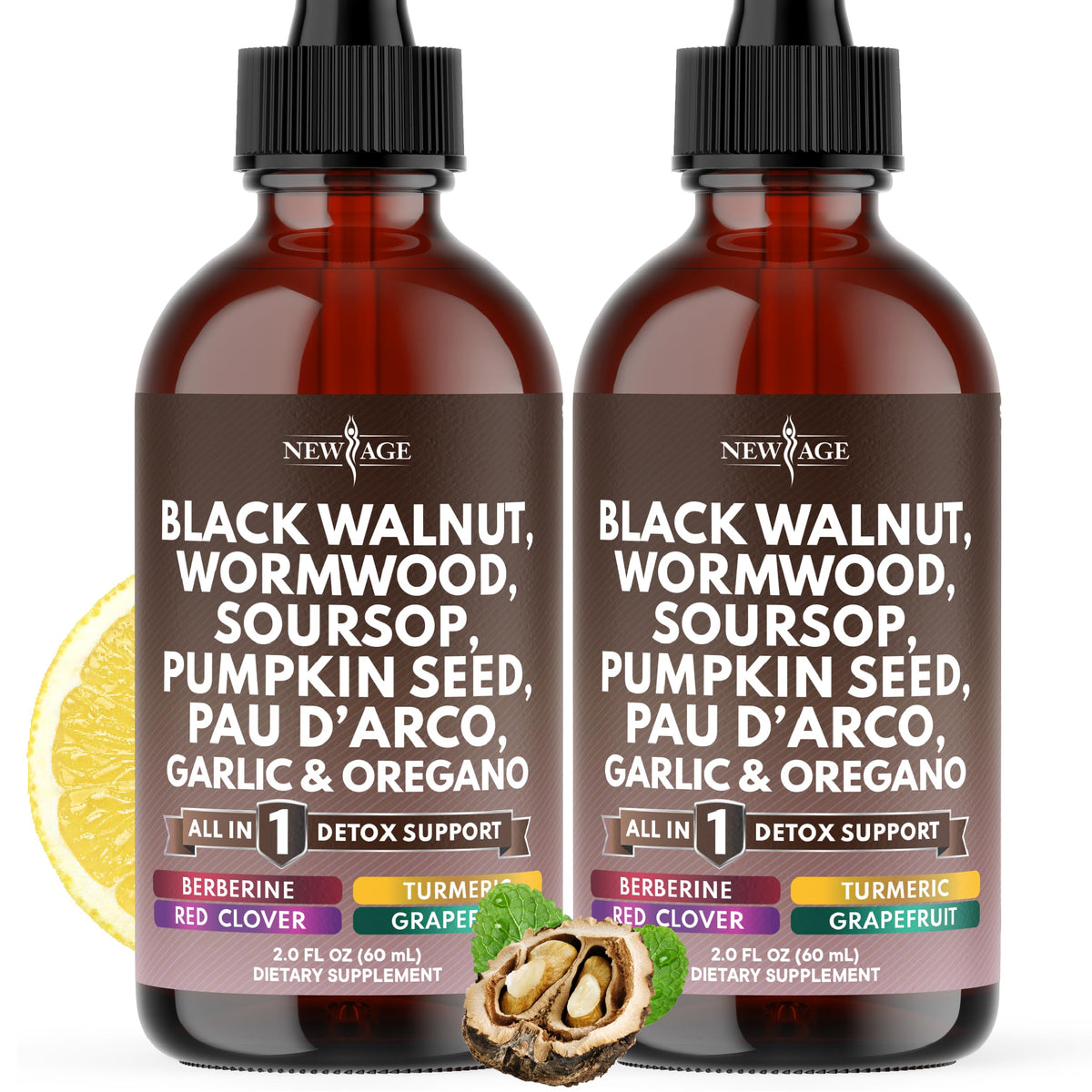 Bottle of Black Walnut Wormwood Cleanse Drops 4oz on white background