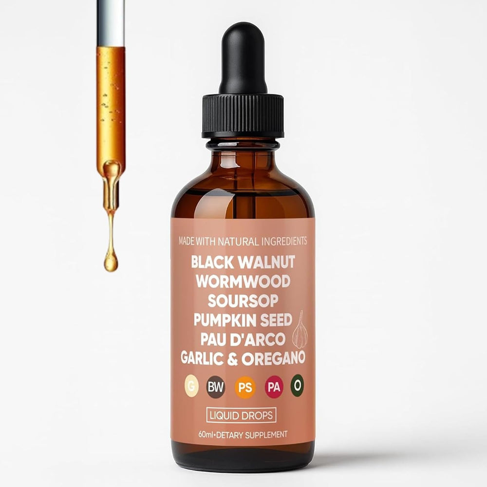60ml bottle of Black Walnut Wormwood Clove Drops with Soursop