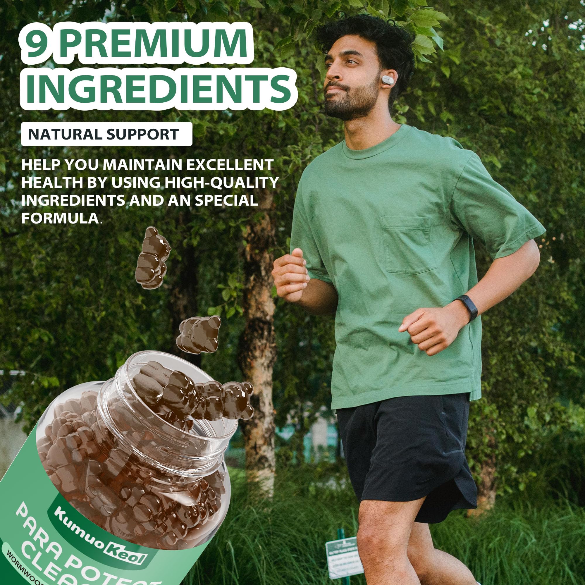 Lifestyle scene with gummies and healthy daily routine