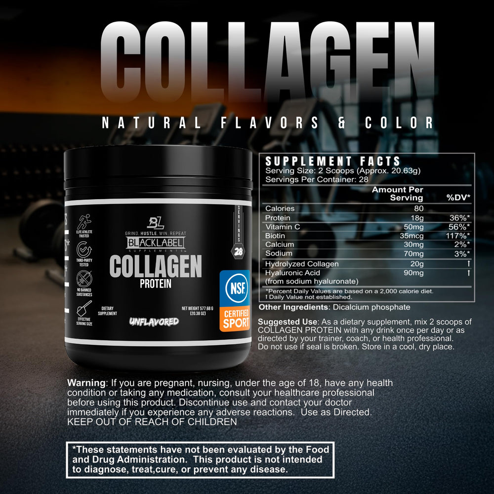 Fine, unflavored collagen powder texture close-up