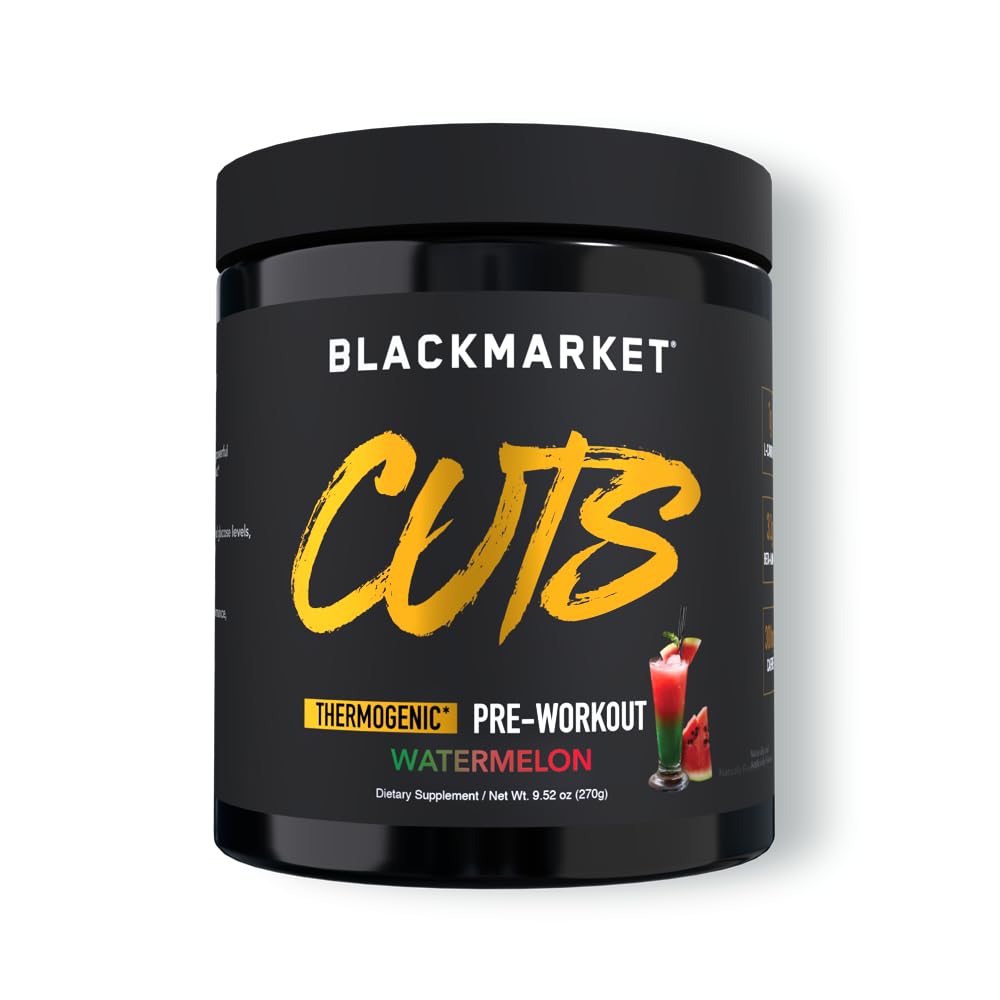BLACKMARKET CUTS watermelon powder scoop for quick pre-workout energy