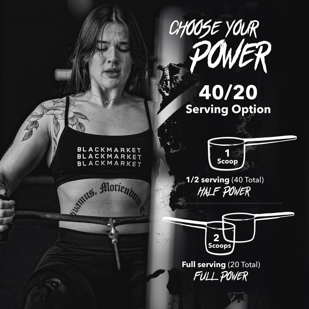 Serving suggestion showing mixed pre-workout drink