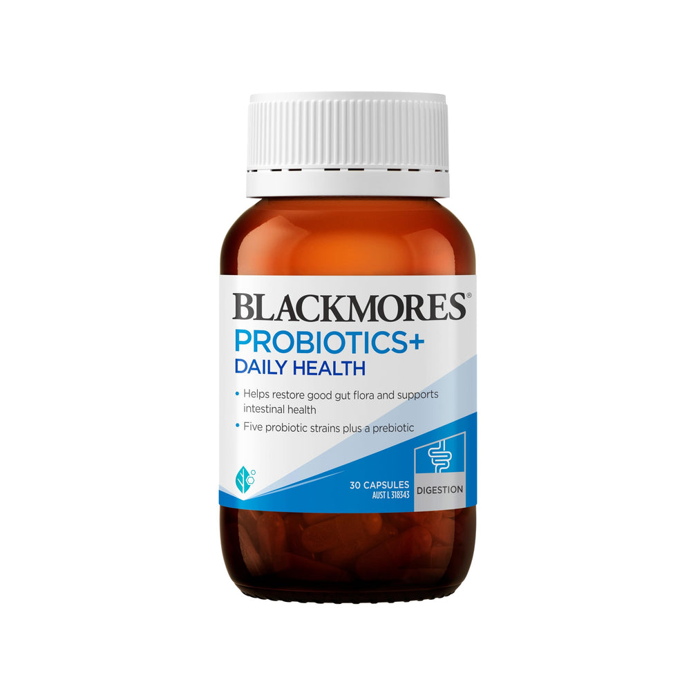 Bottle of Blackmores Probiotics+ Daily Health 30 capsules front view