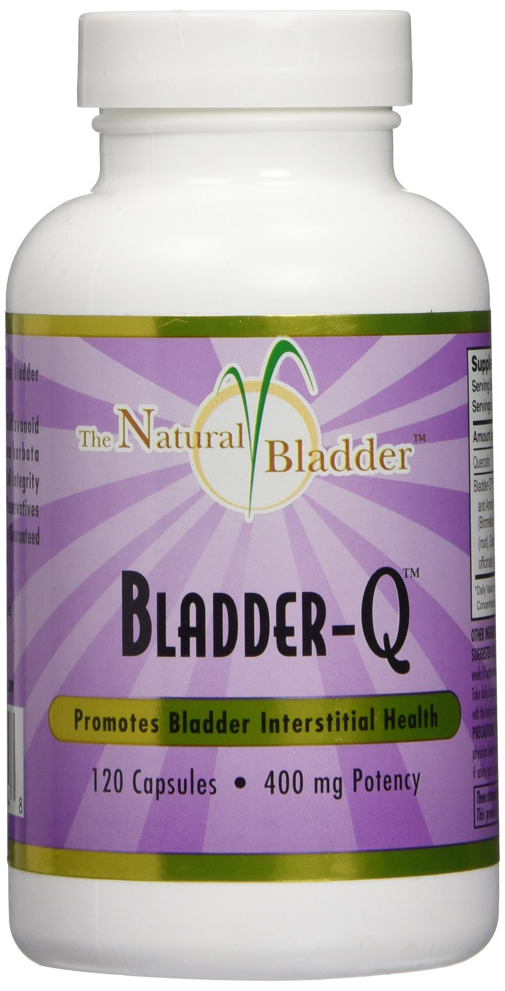 Bladder-Q 400 mg bottle labeled on white background