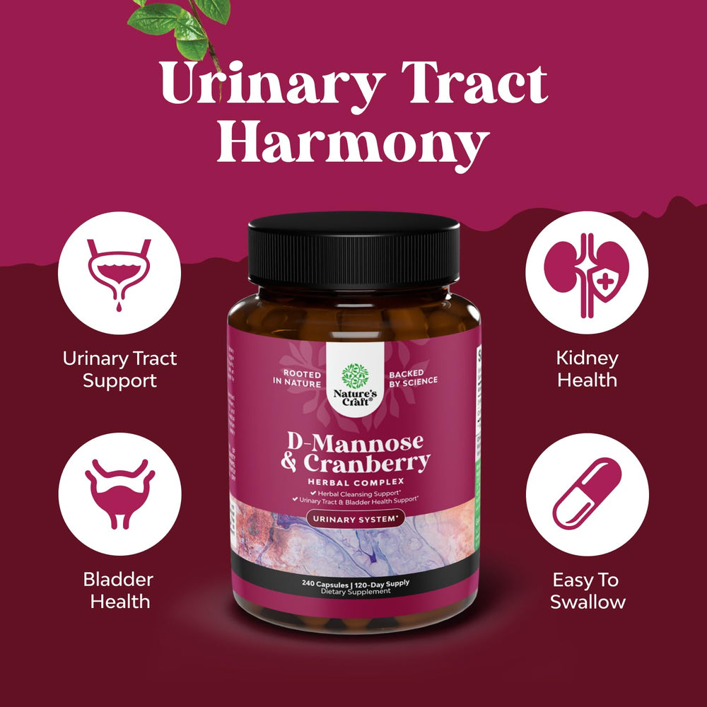 Bladder health detox capsules featuring D Mannose and cranberry extract