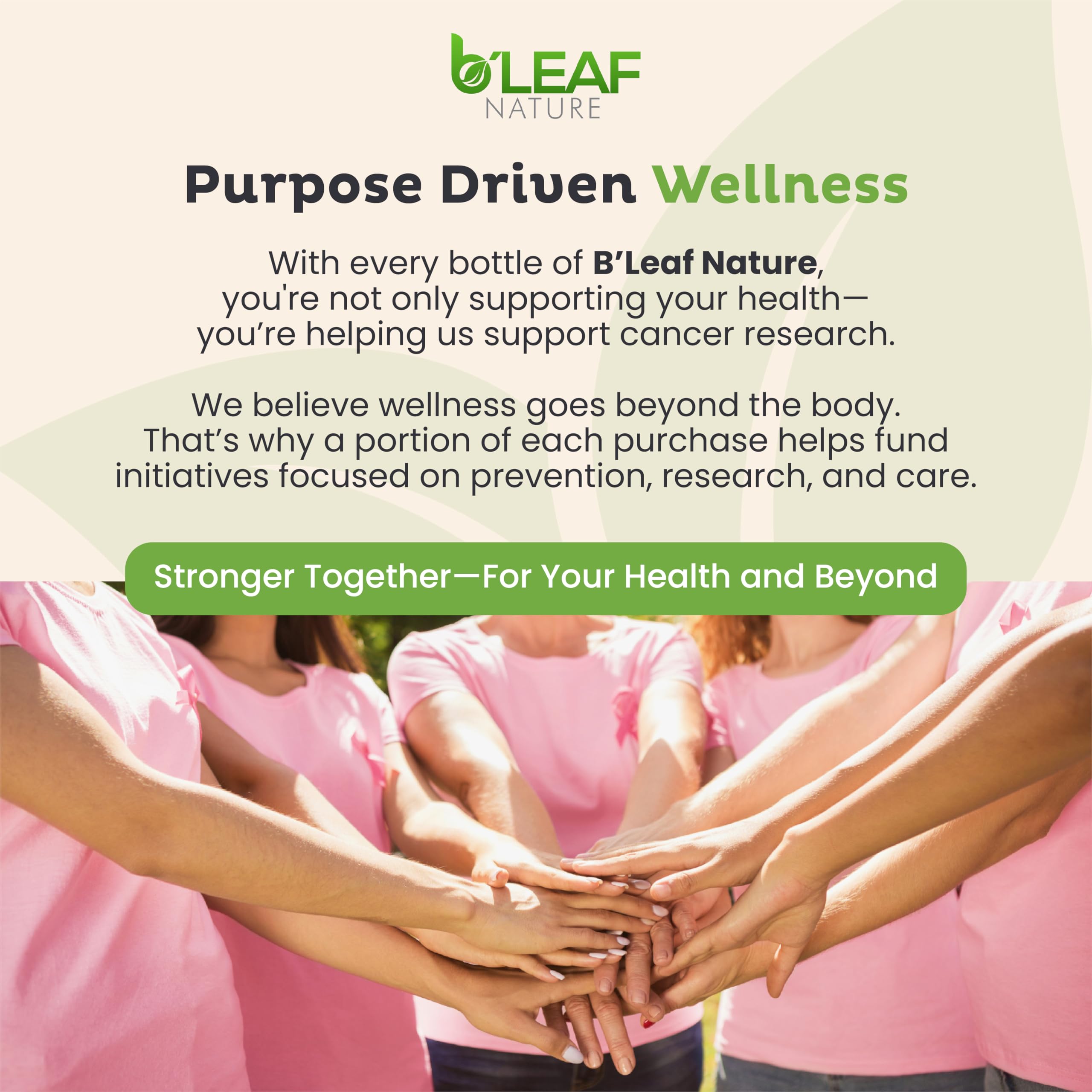Graphic indicating support for cancer research and purposeful wellness