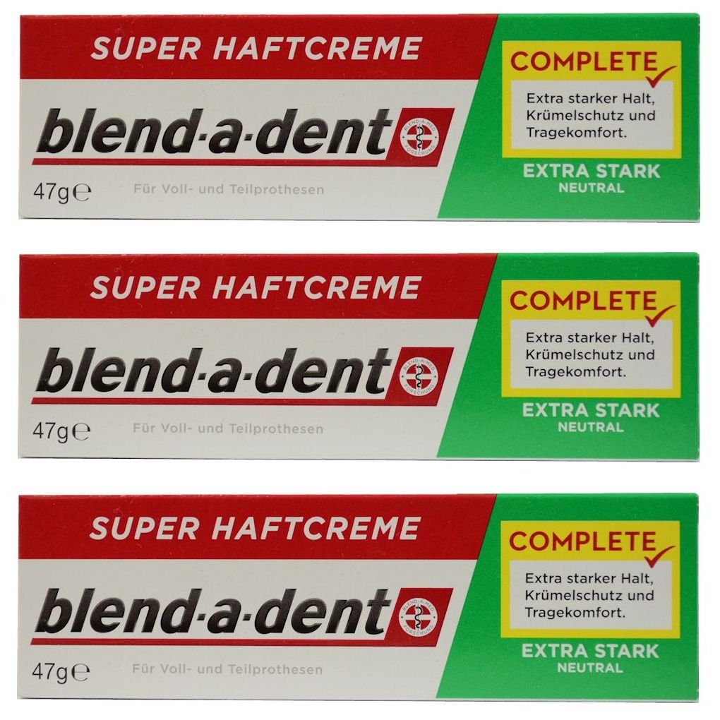 Denture adhesive cream Blend-A-Dent Extra Stark Neutral Green 47g (3 pack)