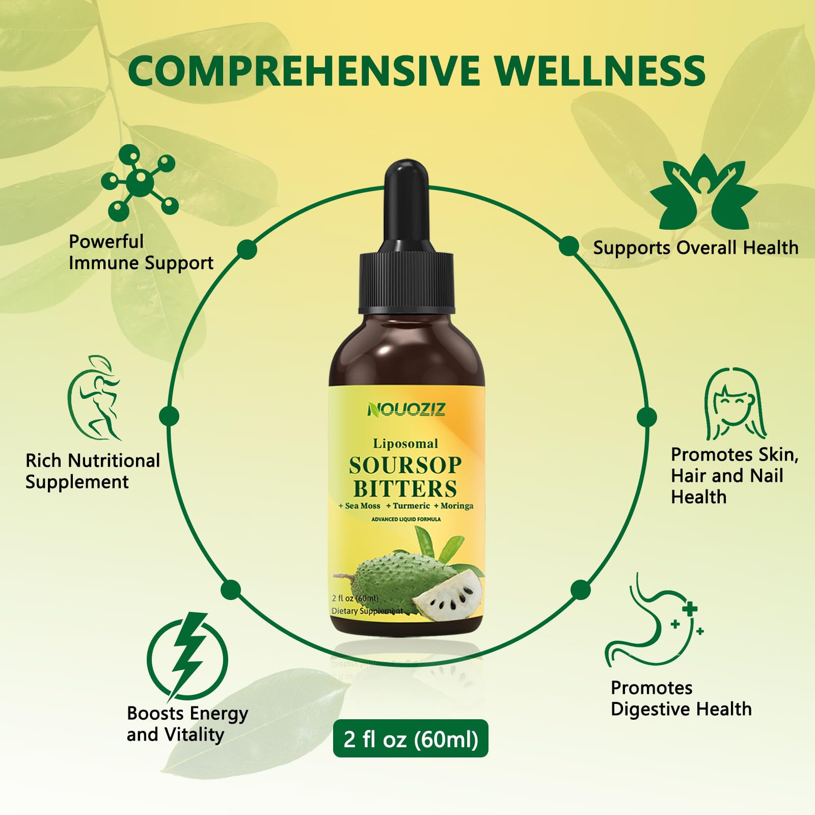 Blend of moringa, turmeric, sea moss ingredients