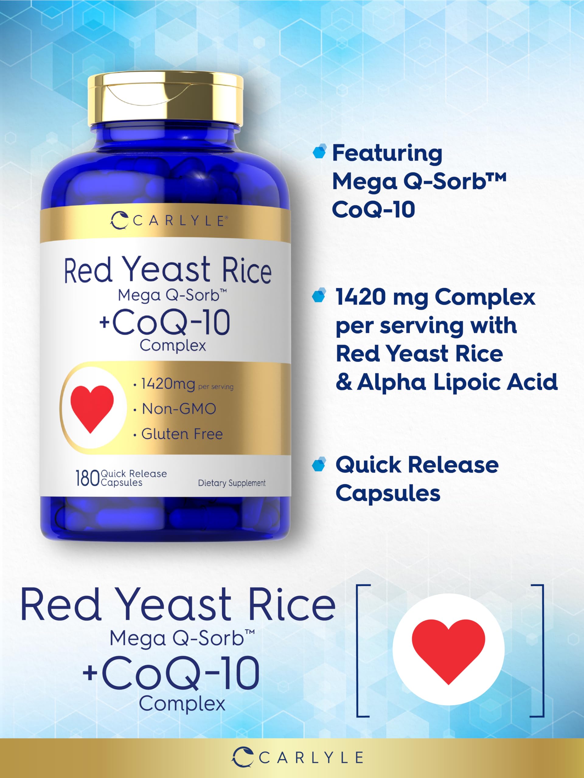 Ingredients blend of Red Yeast Rice, CoQ10, and Alpha Lipoic Acid
