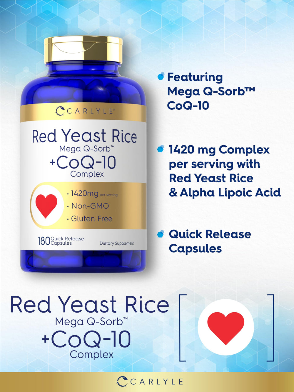 Ingredients blend of Red Yeast Rice, CoQ10, and Alpha Lipoic Acid