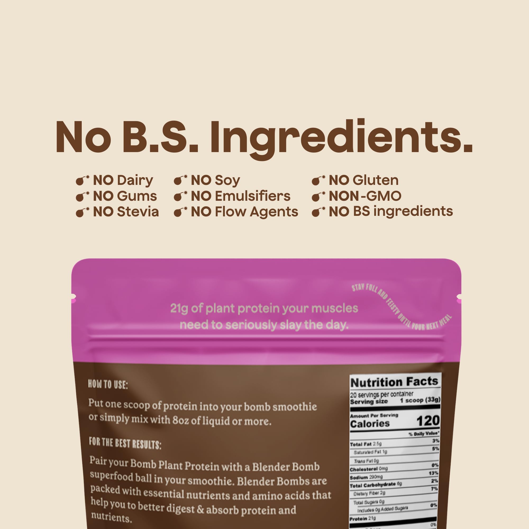 Blender Bombs Bomb Plant Protein cocoa swirl conveys rich chocolate aroma in a healthy shake