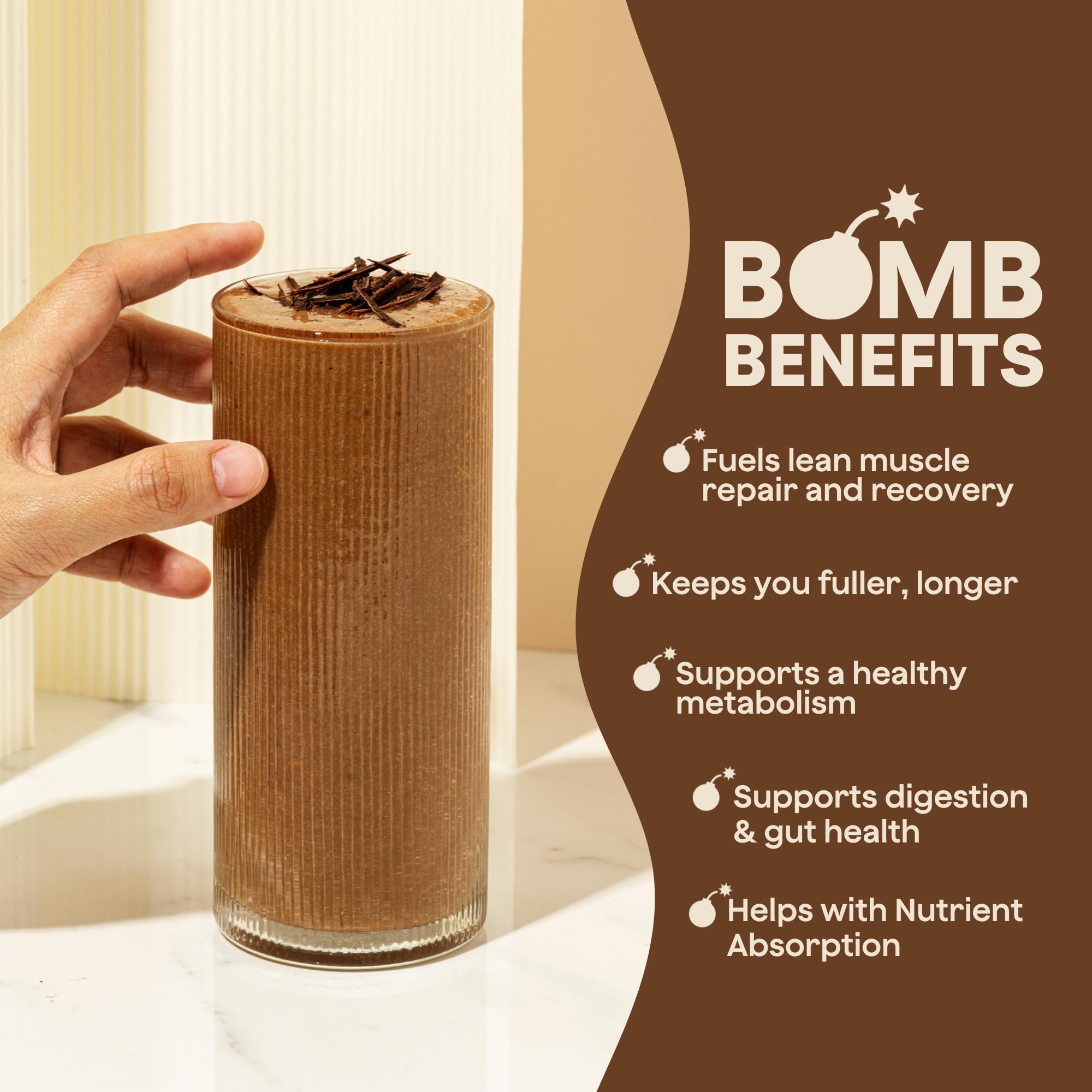 Blender Bombs Bomb Plant Protein shaker cup emphasizes convenient on-the-go protein mix