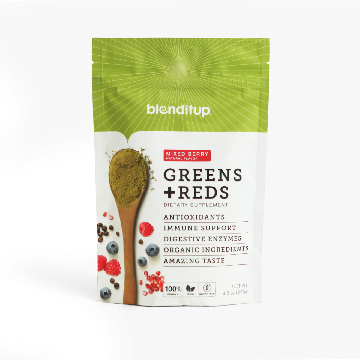 BlendItUp Super Greens & Reds bottle front view