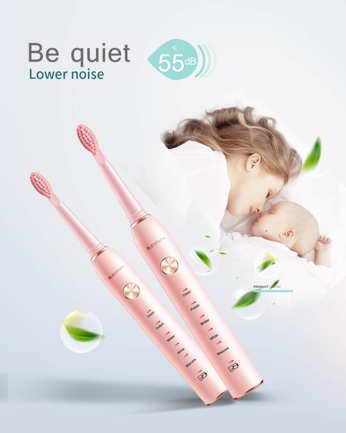 Rechargeable Blenpapa toothbrush with IPX7 waterproofing