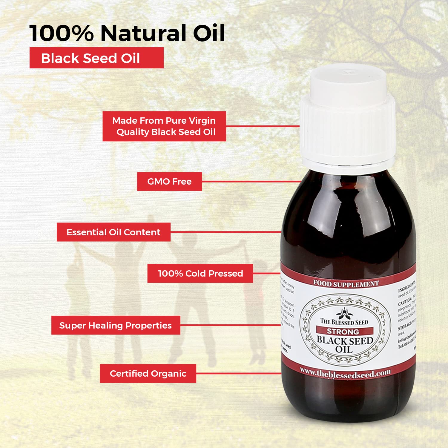 Graphic indicating 4% volatile oil content in black seed oil