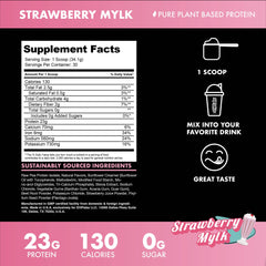 Blessed Vegan Protein Powder scoop closeup emphasizes 23g protein per serving