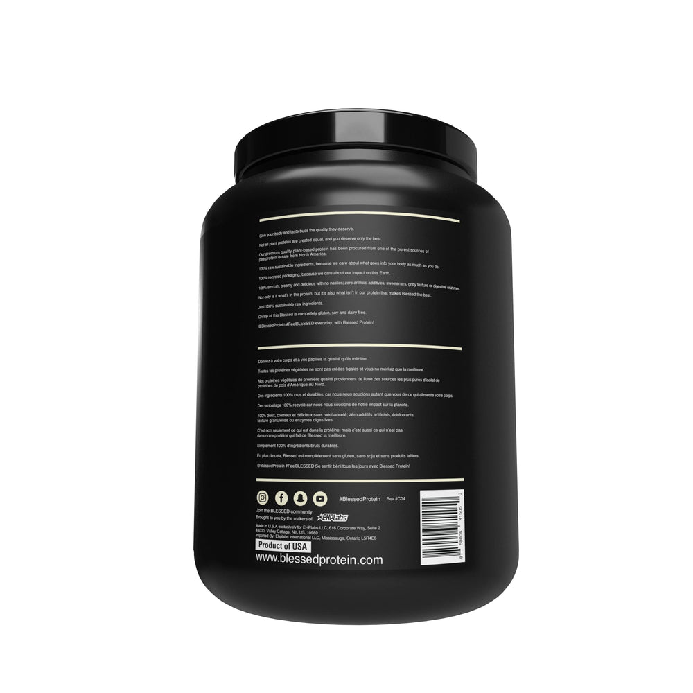 Blessed label notes no added sugar and soy-free