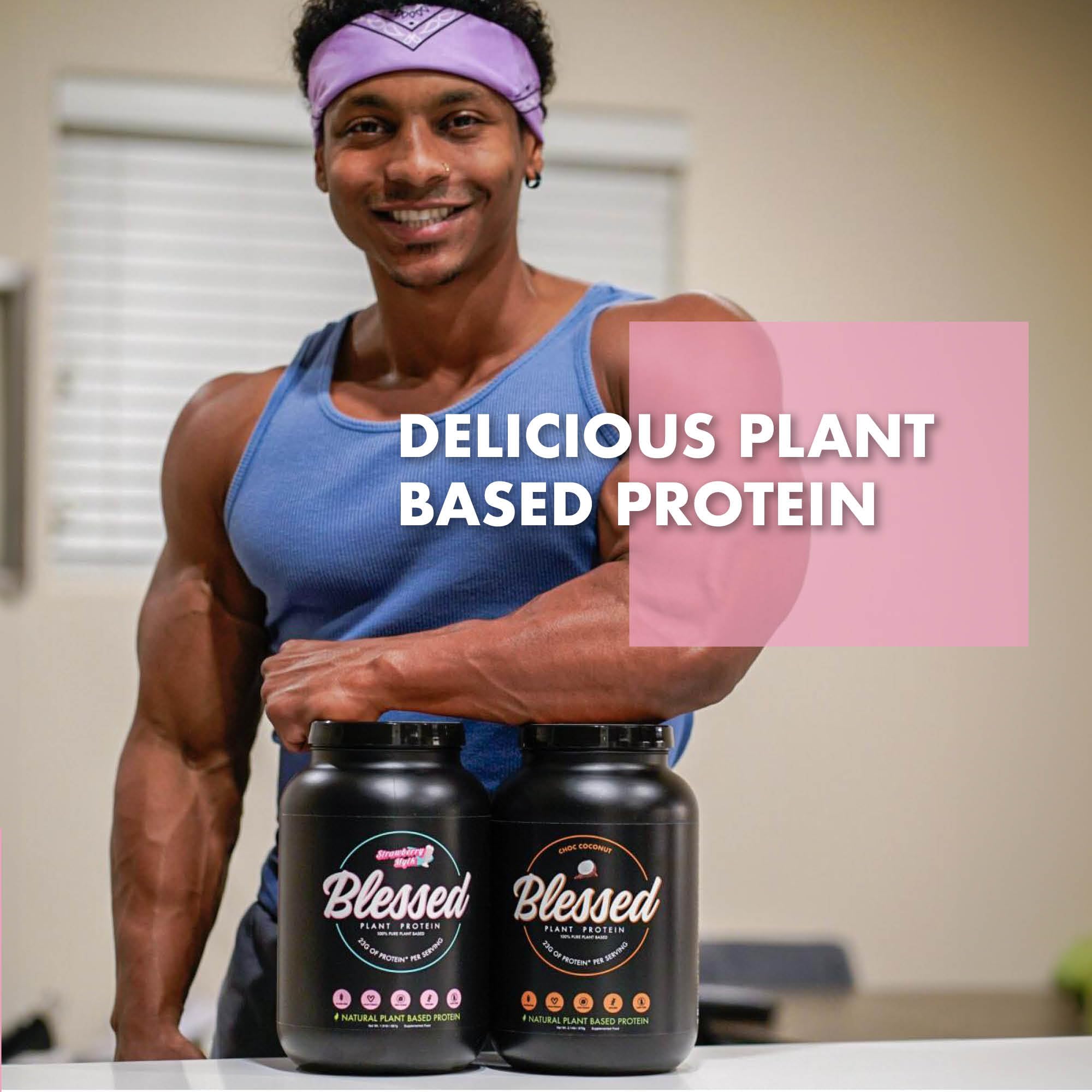 Blessed Vegan Protein Powder with yogurt bowl demonstrates versatile mix-ins