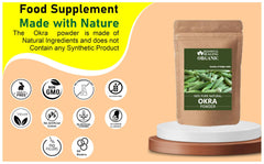 Usage showcase of Blessfull Healing Okra Powder with scoop and bowl