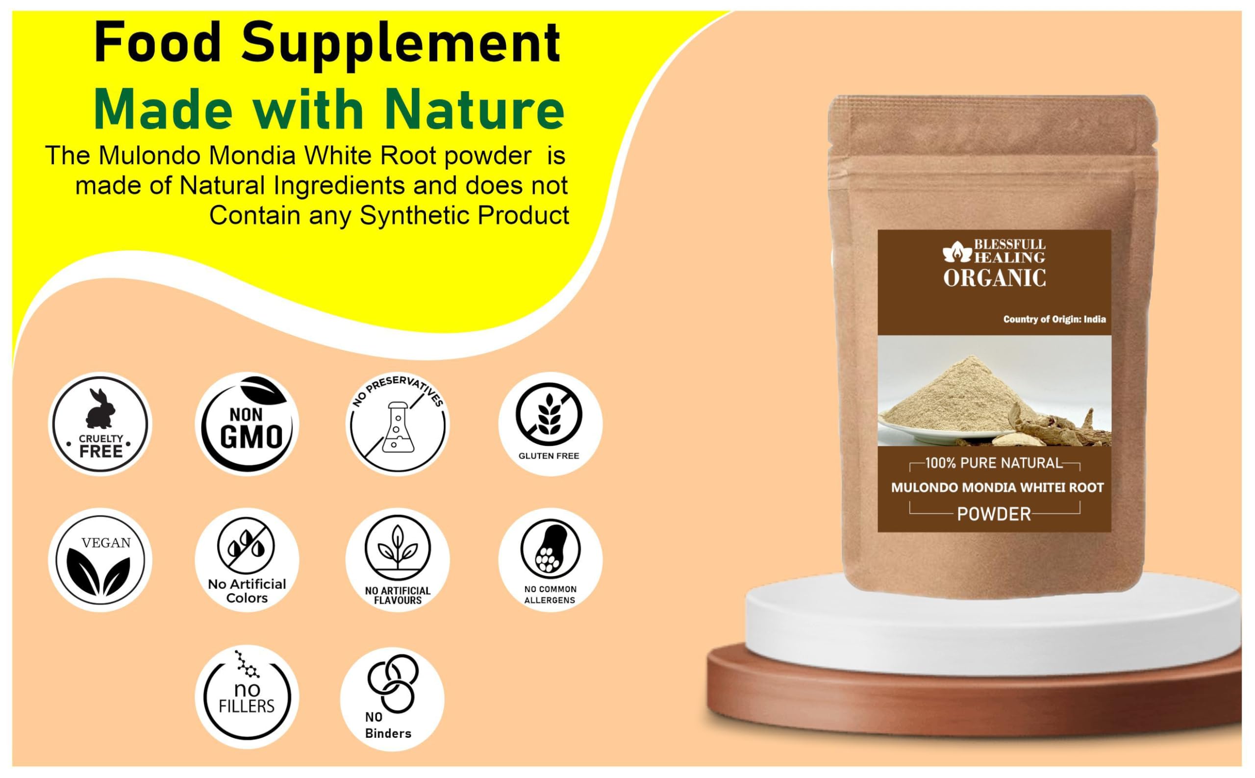 Blessfull Healing branding on Mulondo Mondia Whitei Powder packaging