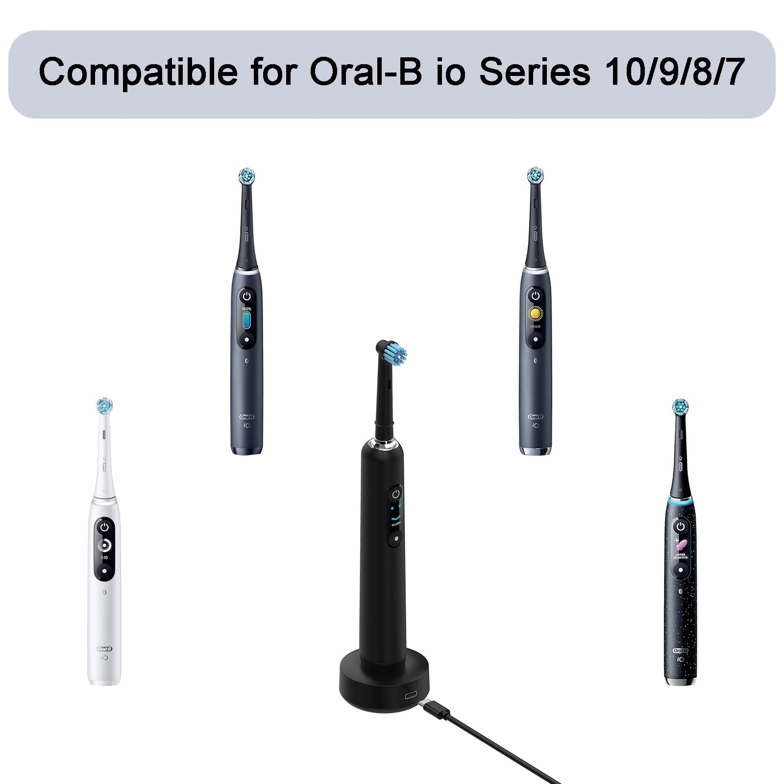 Dock with USB-A and USB-C cables for Oral-B iO charger