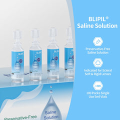 Single-use sterile saline vial for contact lens rinsing
