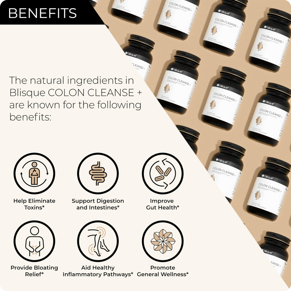 Blisque product label close-up showing Colon Cleanse