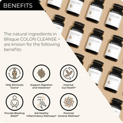 Blisque product label close-up showing Colon Cleanse