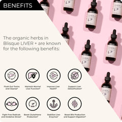 Blisque LIVER+ bottle label showing ingredients