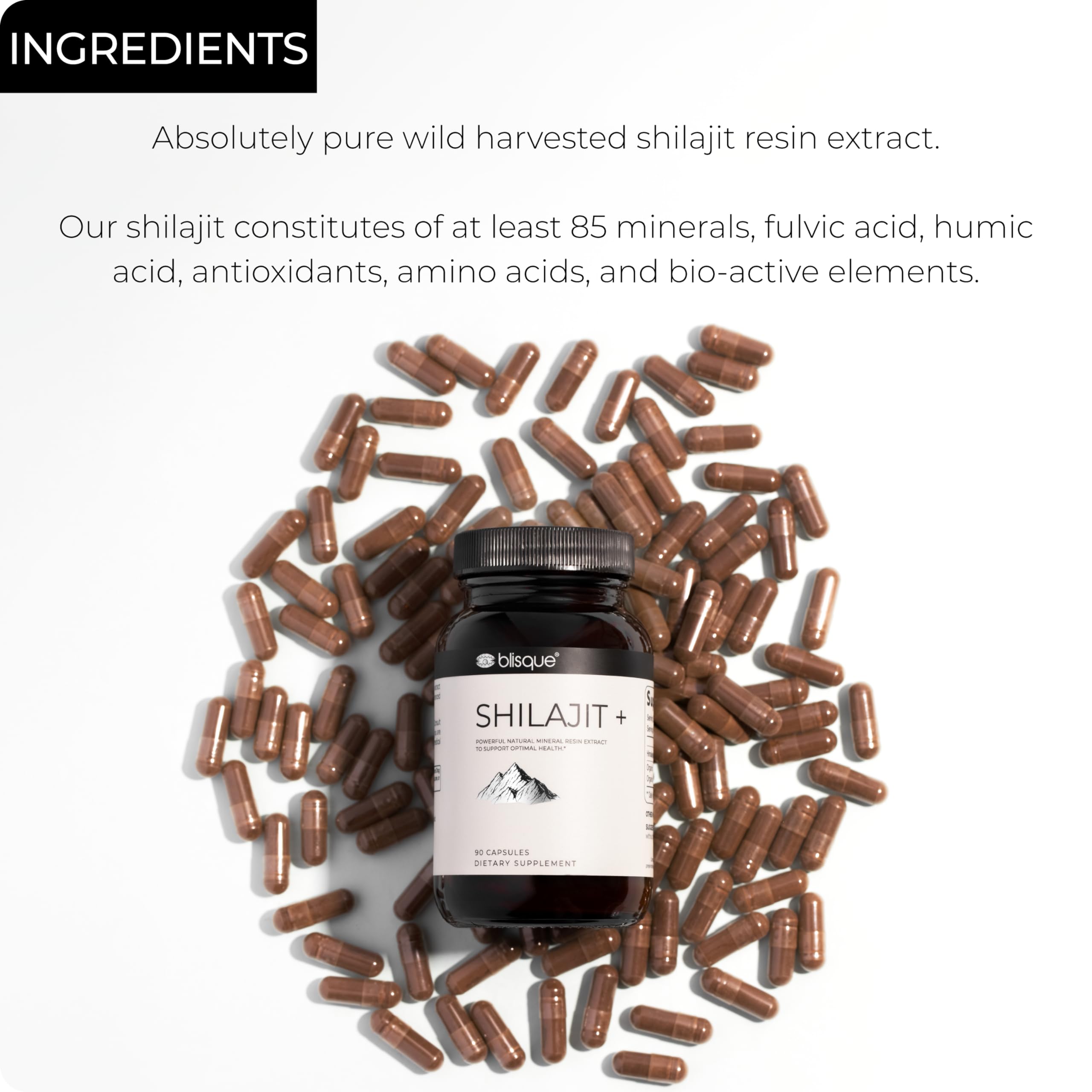 Close up of Blisque Shilajit resin with fulvic acid