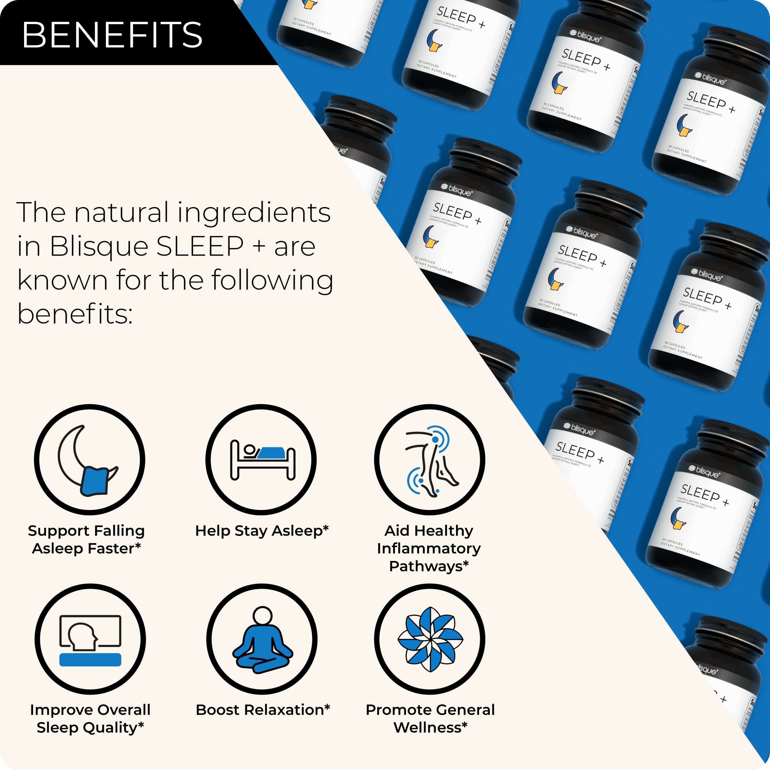 Box packaging of Blisque SLEEP+ natural sleep aid