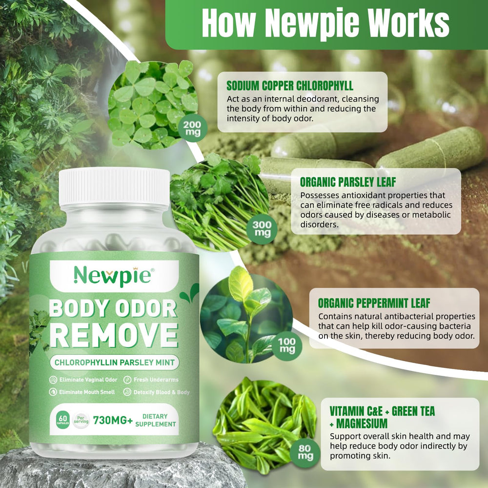 Newpie capsules spilling from bottle