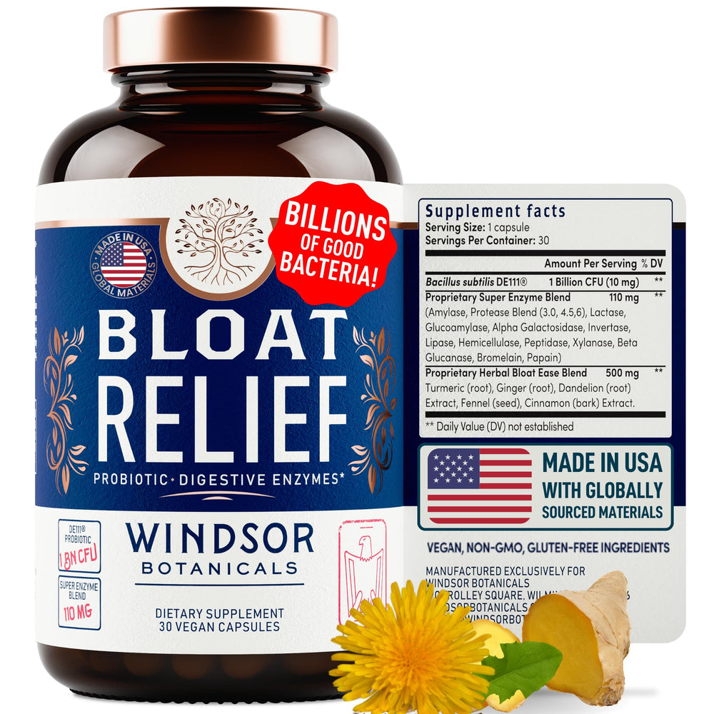 Bloat Relief Probiotic and Digestive Enzymes bottle label