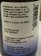 Close-up of Blood Circulation Extract 2 oz bottle label