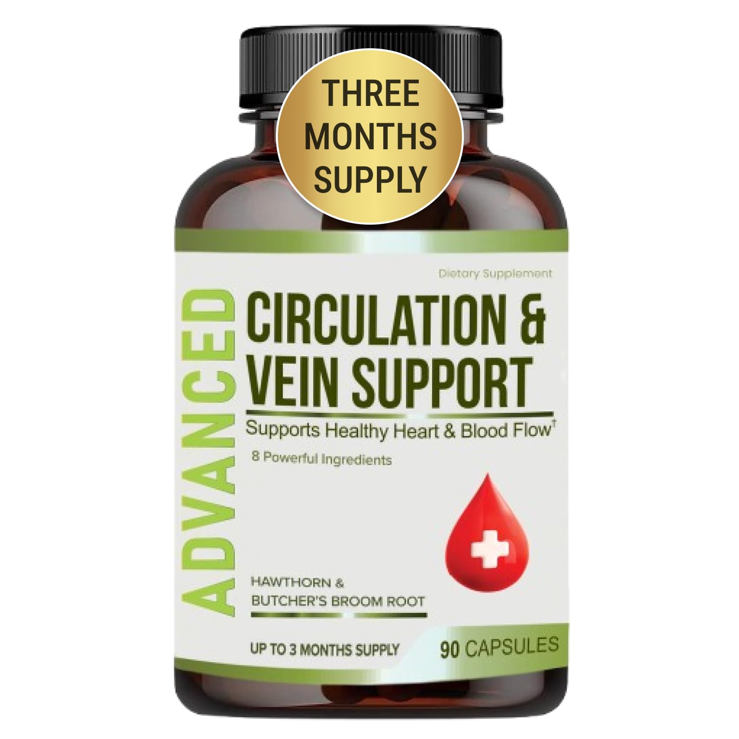 Bottle of blood circulation supplement for vein support