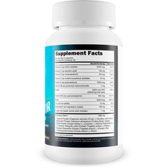 Close-up of Blood Flow Male Dominator label and ingredients