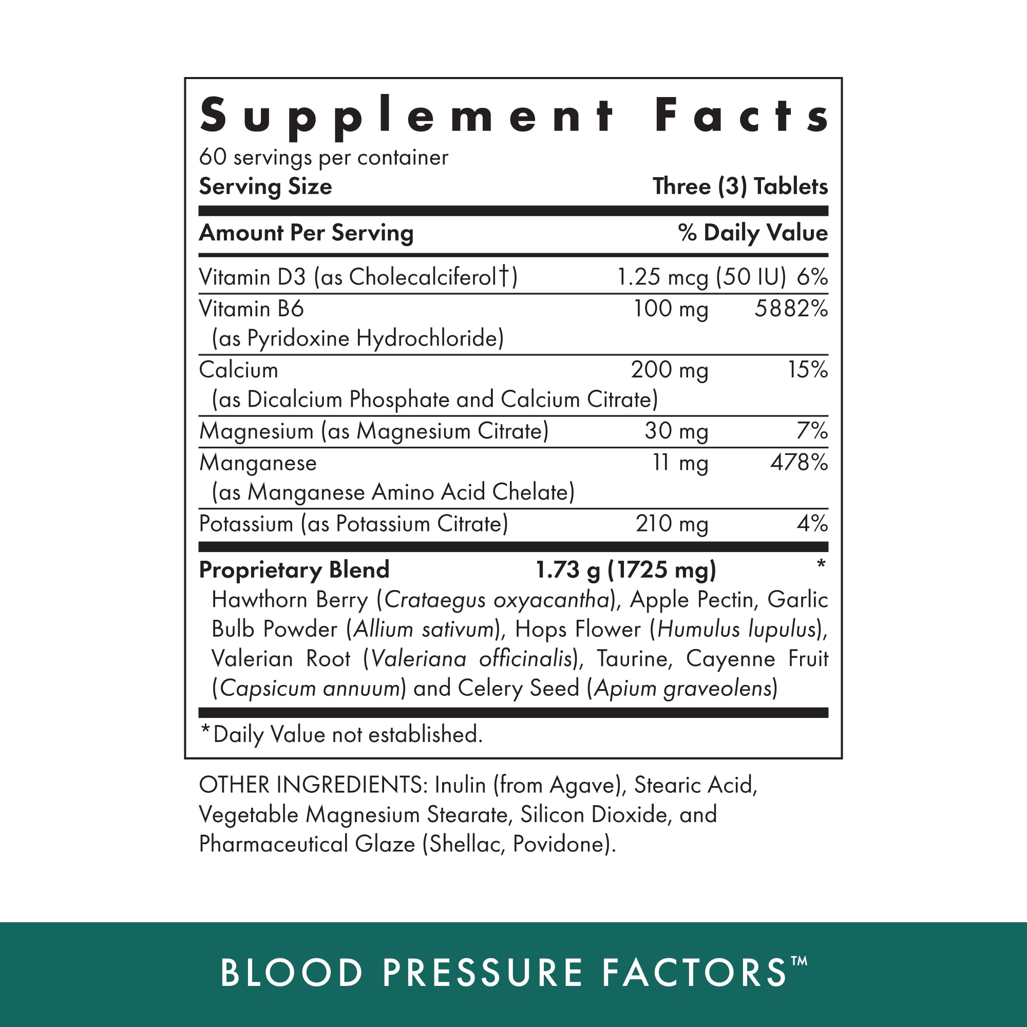 Blood Pressure Factors bottle close-up label