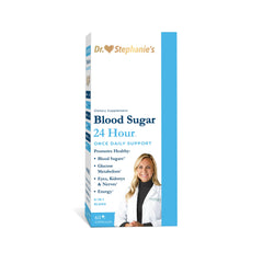 Blood Sugar 24 Hour 6-in-1 formula bottle with Cinnamon, Banaba, Chromium, Milk Thistle and more