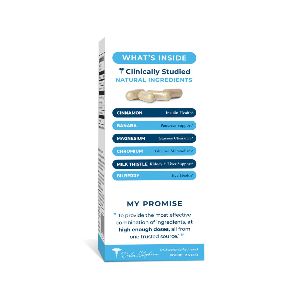 Close-up of Blood Sugar 24 Hour bottle showing Made in USA GMP-certified production