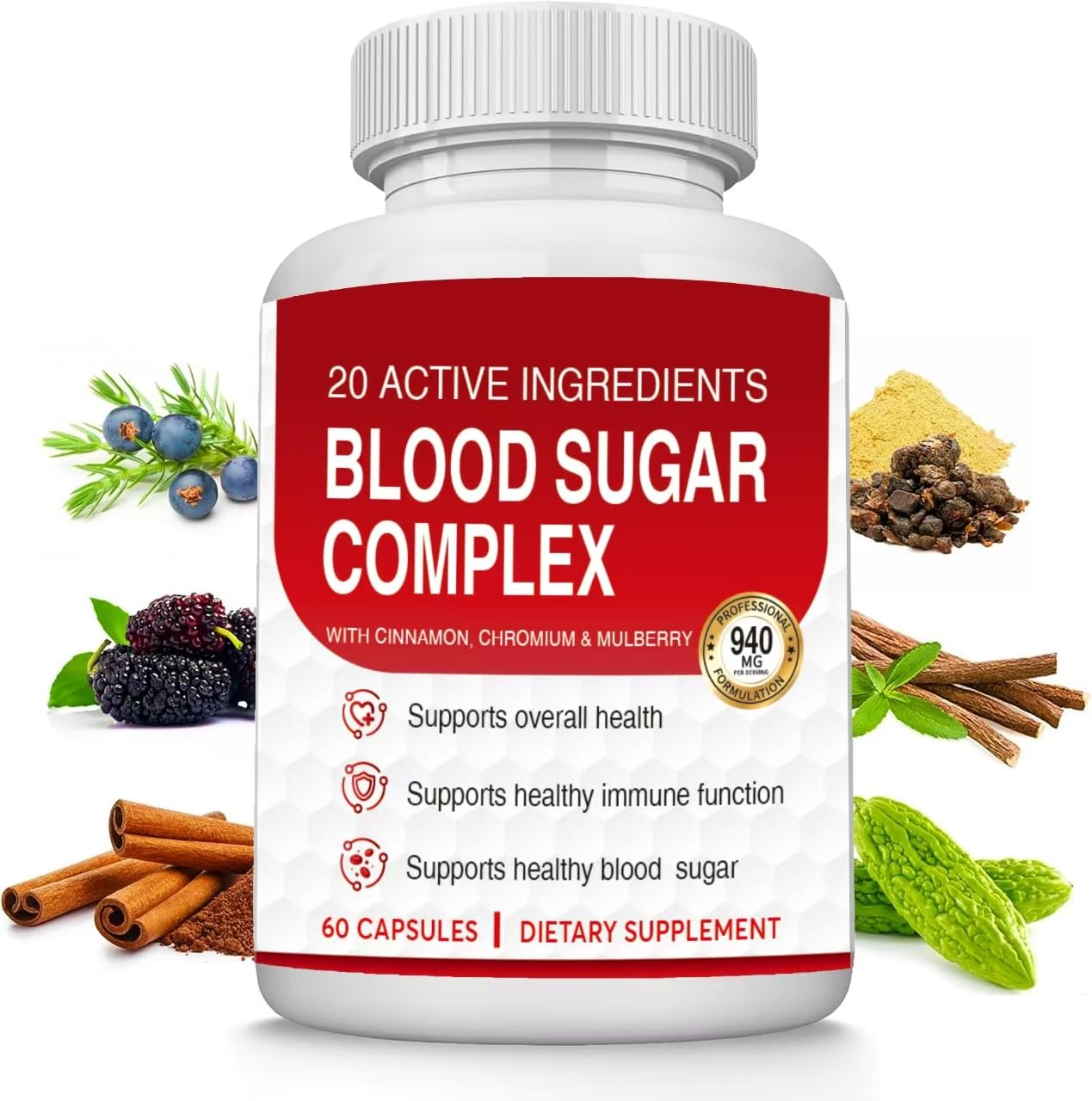 Blood Sugar Complex Supplement bottle with 60 capsules