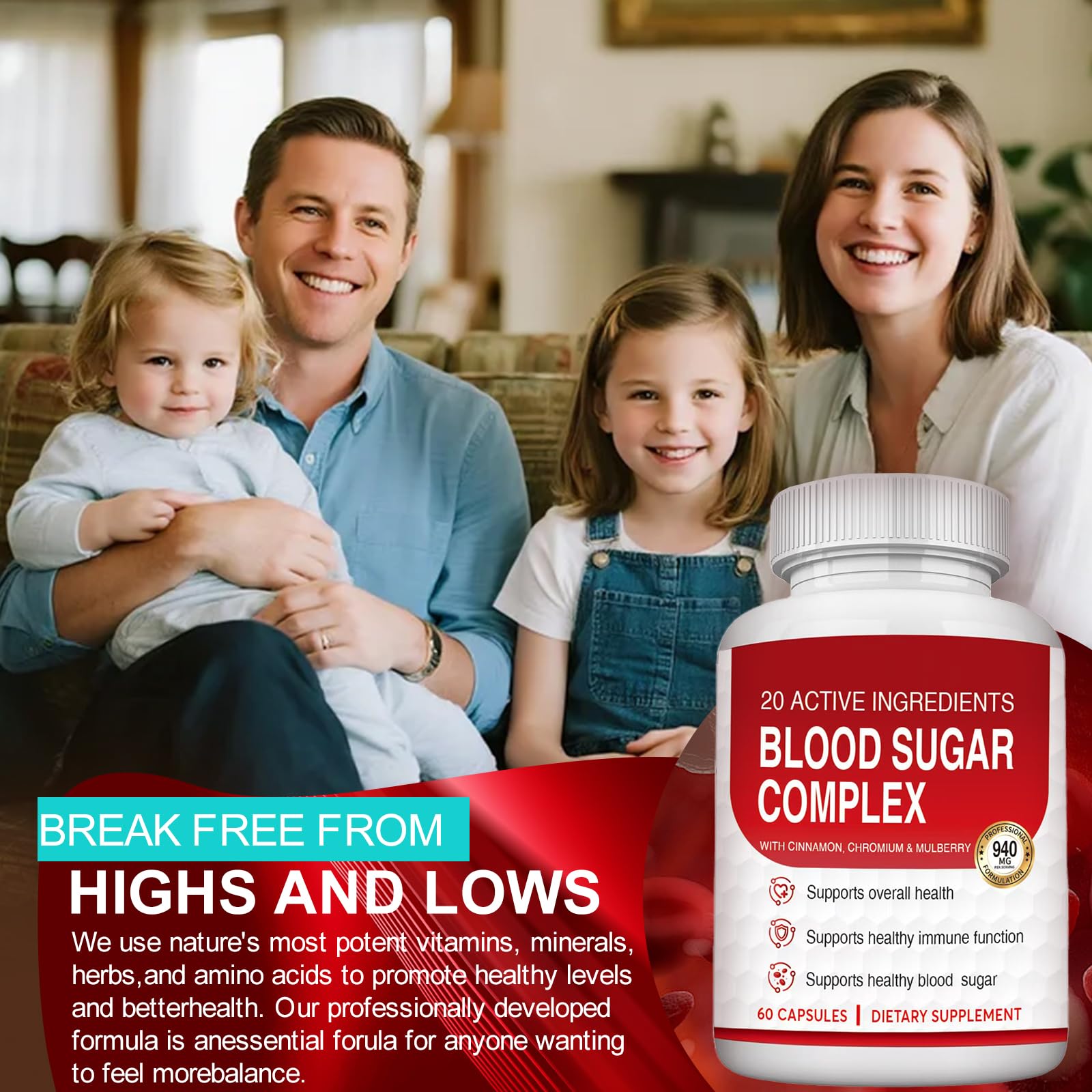 Bottle showing 940 mg per capsule and 60 capsules per bottle